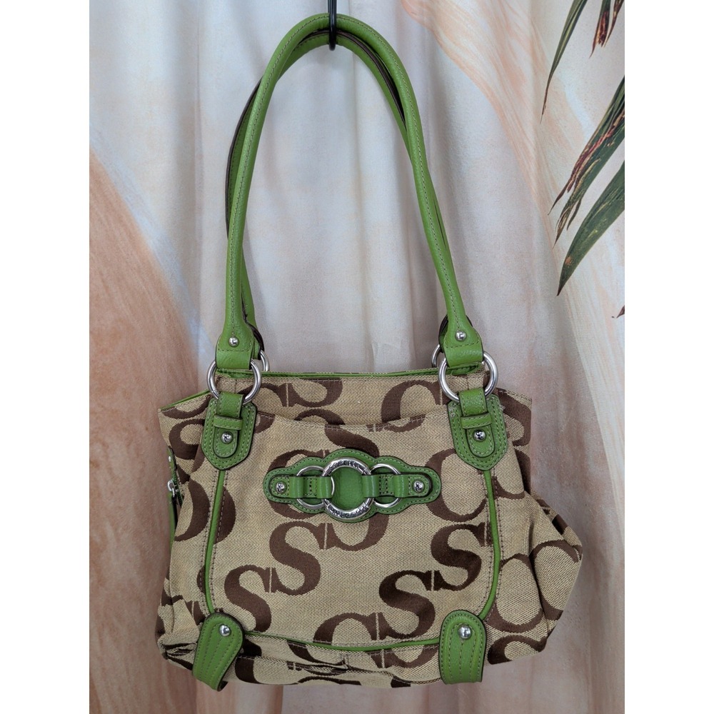Sophia Caperelli Green and Brown Signature Shoulder Bag